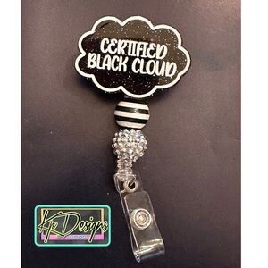 Black Cloud badge reel with alligator swivel clip